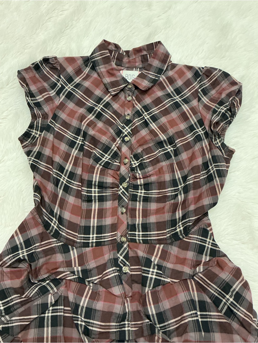 🌼 BDG - Plaid Pin Up Ruffle Hem Dress - - Picture 9 of 12